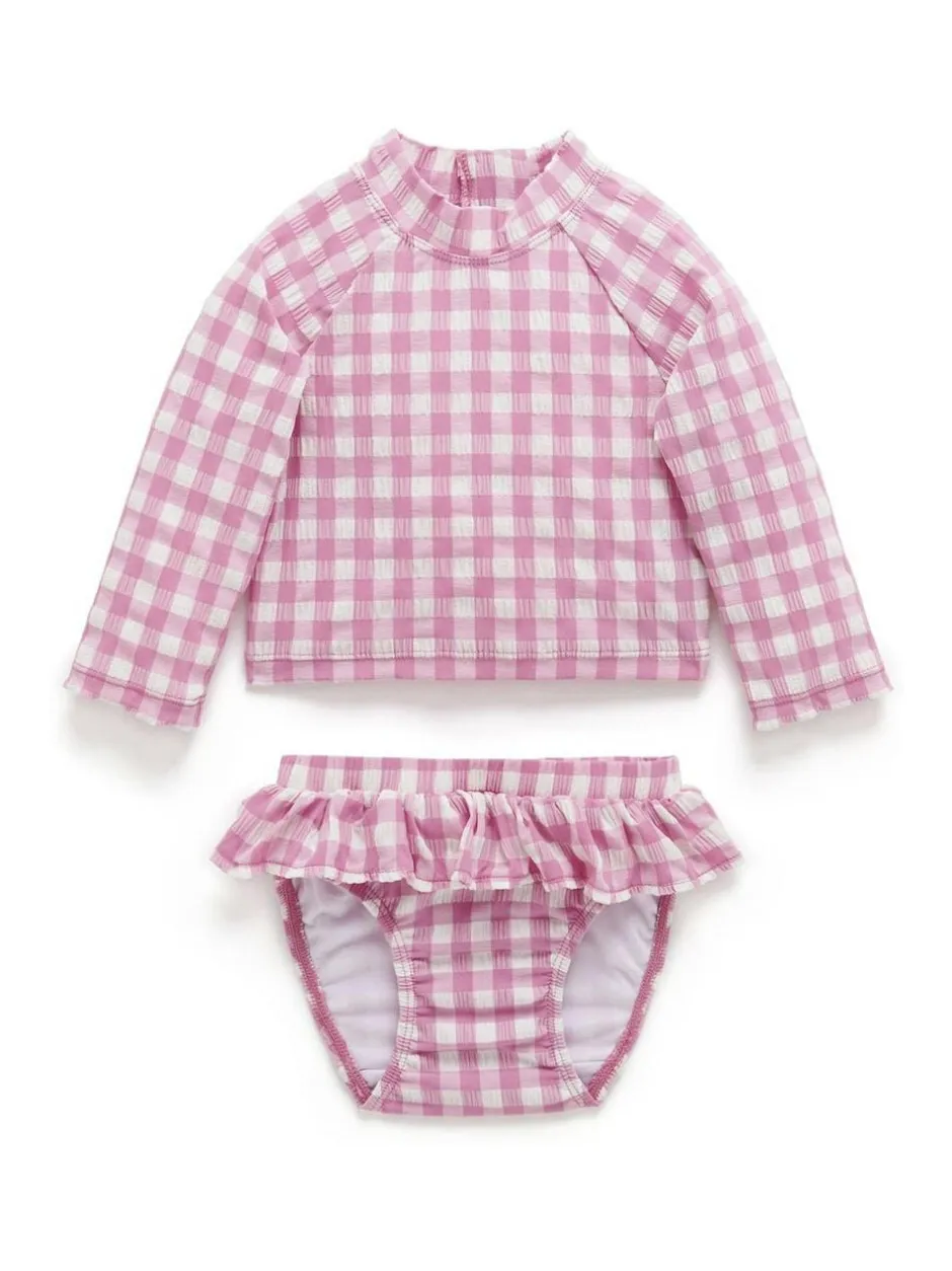 Purebaby Pink Long Sleeve Rashie Swim Set Sale