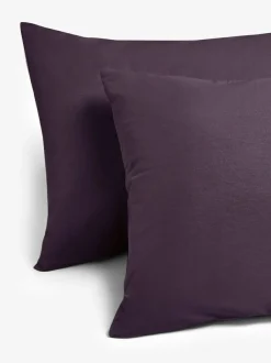 Next Purple Blackberry Cotton Rich Plain Duvet Cover and Pillowcase Set New