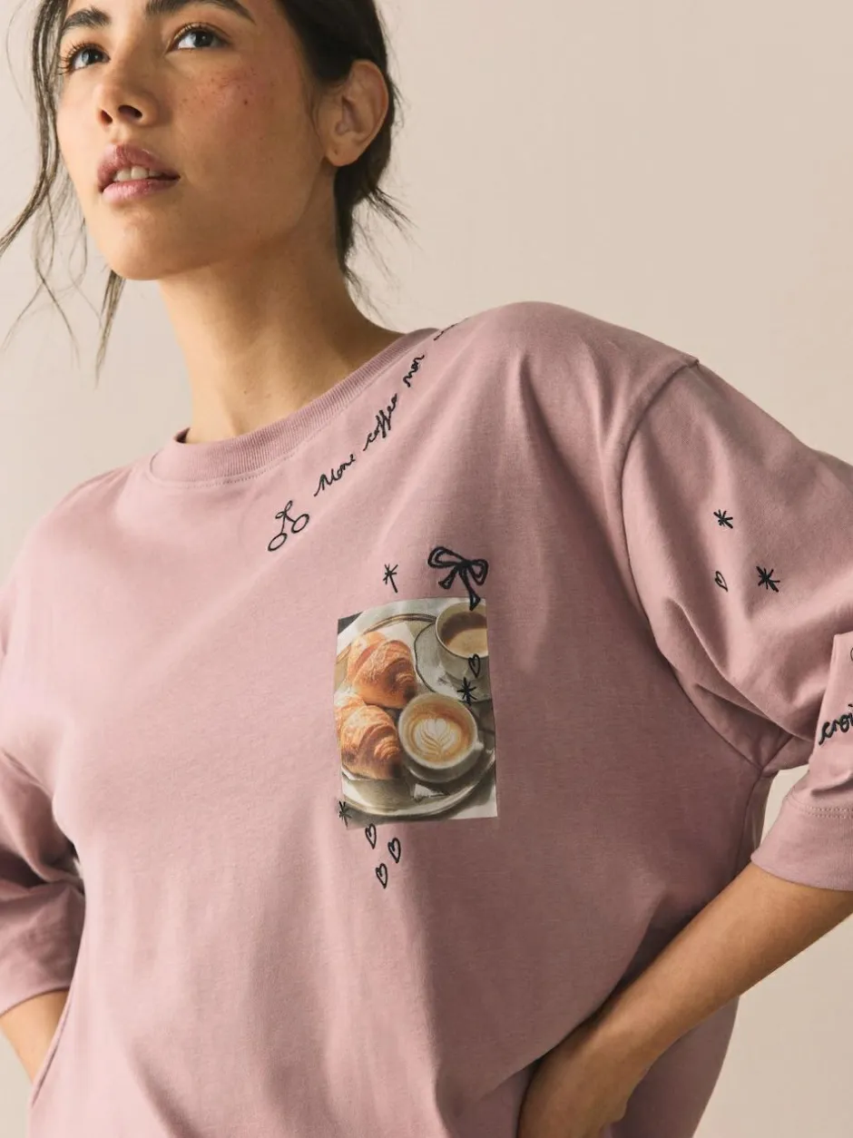 Next Purple Breakfast Short Sleeve Pyjamas
