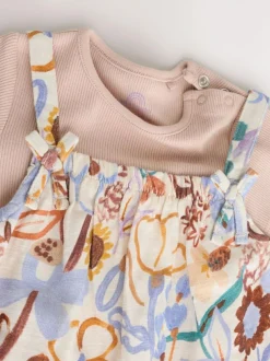 Next Baby Jersey Dungarees and Bodysuits Set 2 Piece (0mths-3yrs) Purple Floral New