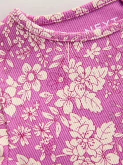 Next Short Sleeve Rib T-Shirt (3mths-7yrs) Purple Floral Discount