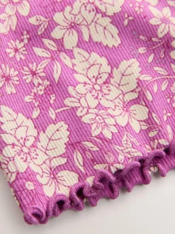 Next Short Sleeve Rib T-Shirt (3mths-7yrs) Purple Floral Discount