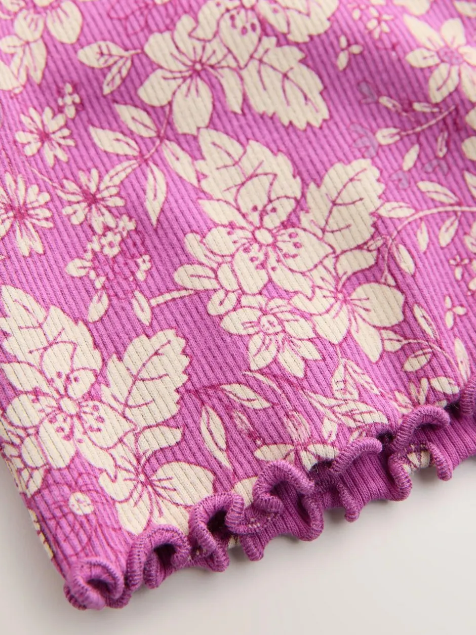 Next Short Sleeve Rib T-Shirt (3mths-7yrs) Purple Floral Discount