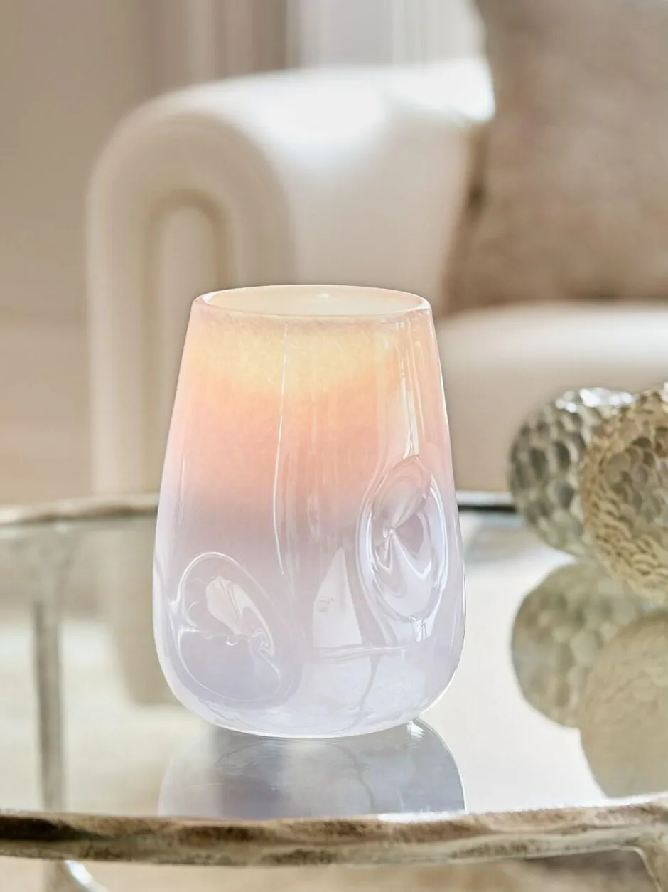 Next Purple Lustre Glass Hurricane Candle Holder Clearance