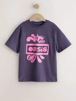 Next Oversized Oasis Band T-Shirt (3-16yrs) Purple Clearance