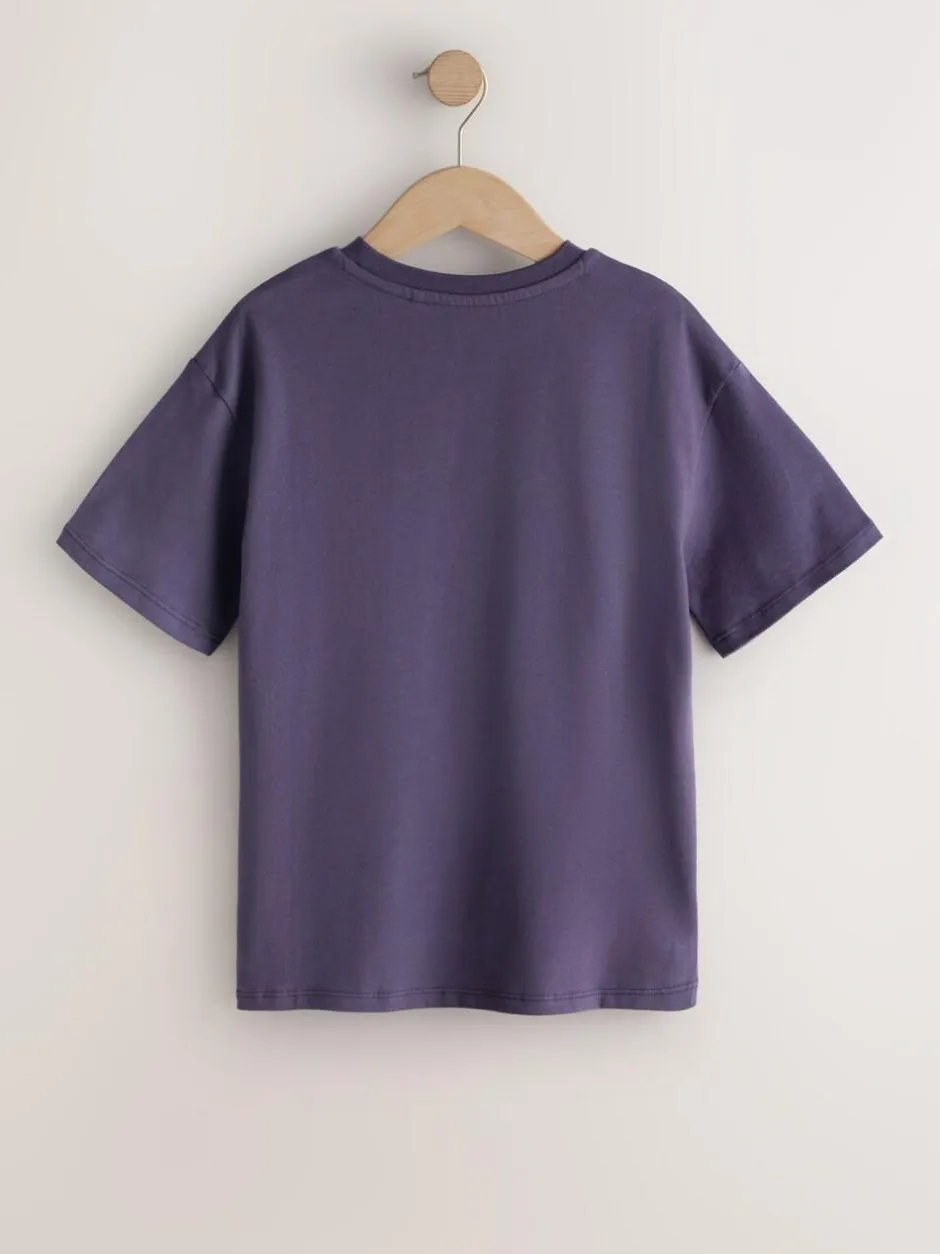Next Oversized Oasis Band T-Shirt (3-16yrs) Purple Clearance