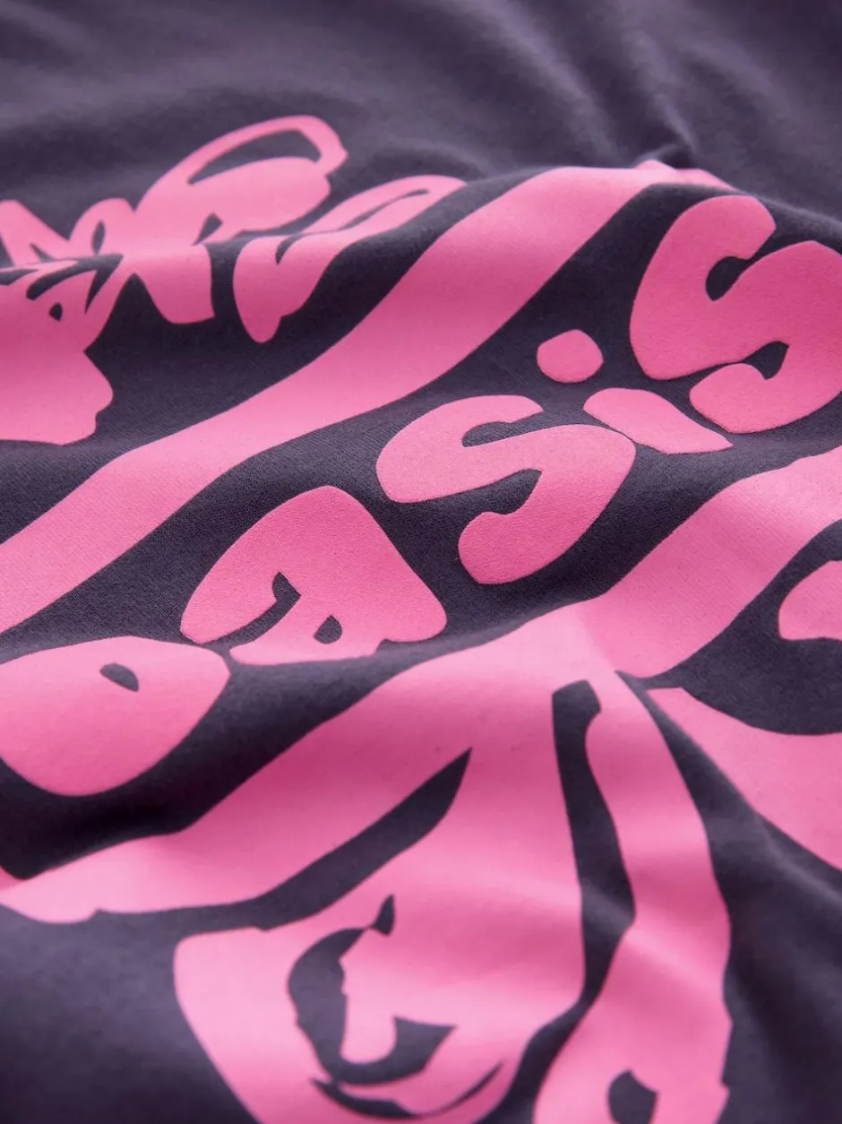 Next Oversized Oasis Band T-Shirt (3-16yrs) Purple Clearance
