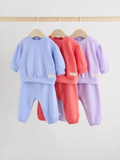 Next Baby Sweatshirt & Joggers 6 Piece Set (0mths-2yrs) Purple/ Pink/ Blue Sale