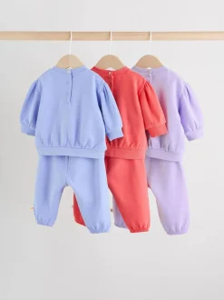 Next Baby Sweatshirt & Joggers 6 Piece Set (0mths-2yrs) Purple/ Pink/ Blue Sale