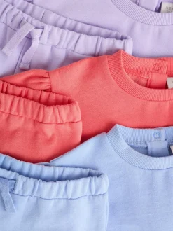 Next Baby Sweatshirt & Joggers 6 Piece Set (0mths-2yrs) Purple/ Pink/ Blue Sale