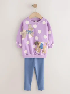 Next Sweatshirt & Leggings Set (3mths-7yrs) Purple Polka Dot Dogs Discount