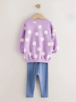 Next Sweatshirt & Leggings Set (3mths-7yrs) Purple Polka Dot Dogs Discount
