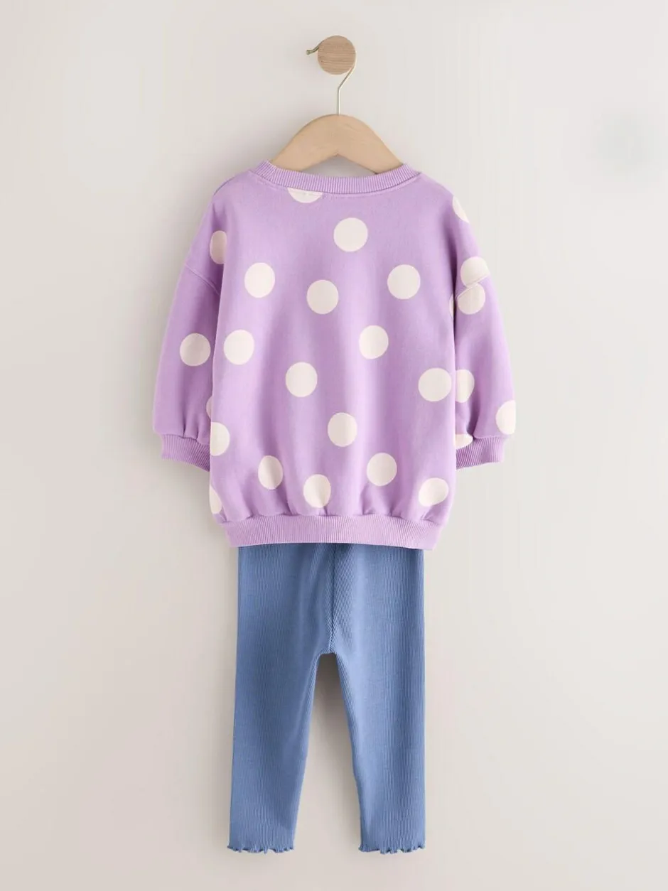 Next Sweatshirt & Leggings Set (3mths-7yrs) Purple Polka Dot Dogs Discount