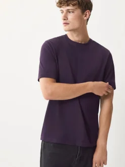Next Purple Regular Fit Essential Crew Neck Cotton T-Shirt Outlet