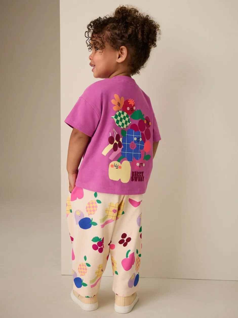 Next Purple Short Sleeve T-Shirt and Joggers Barrel Set (3mths-7yrs) Discount