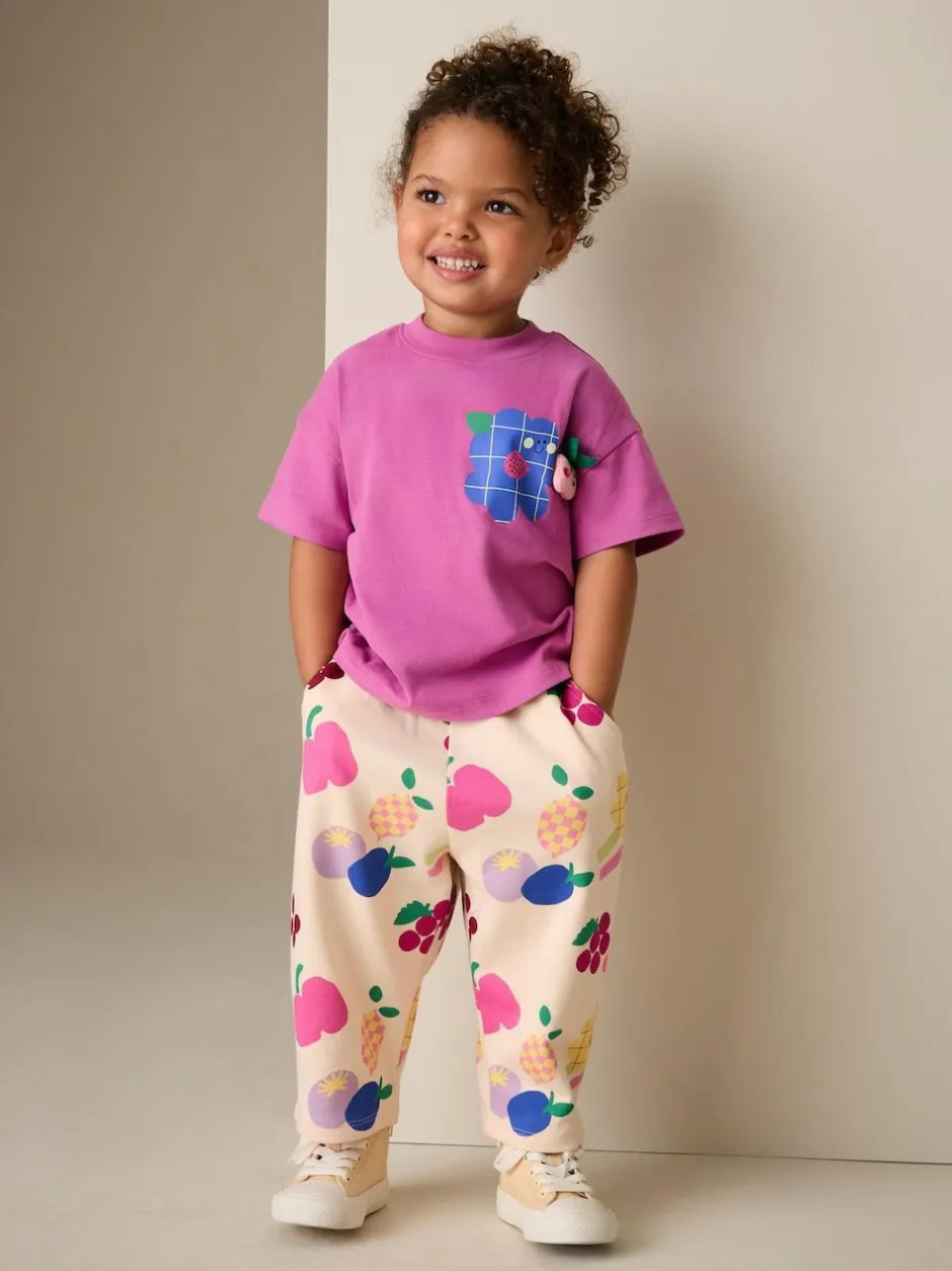 Next Purple Short Sleeve T-Shirt and Joggers Barrel Set (3mths-7yrs) Discount