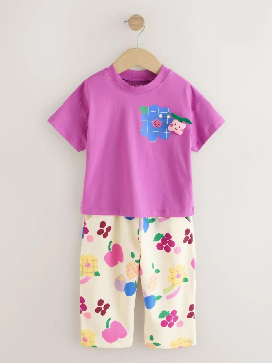 Next Purple Short Sleeve T-Shirt and Joggers Barrel Set (3mths-7yrs) Discount