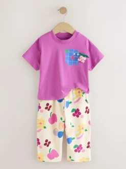 Next Purple Short Sleeve T-Shirt and Joggers Barrel Set (3mths-7yrs) Discount