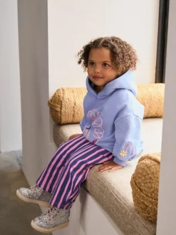 Next Purple Stripe Flower Hoodie & Barrel Leg Joggers Set (3mths-7yrs) Clearance