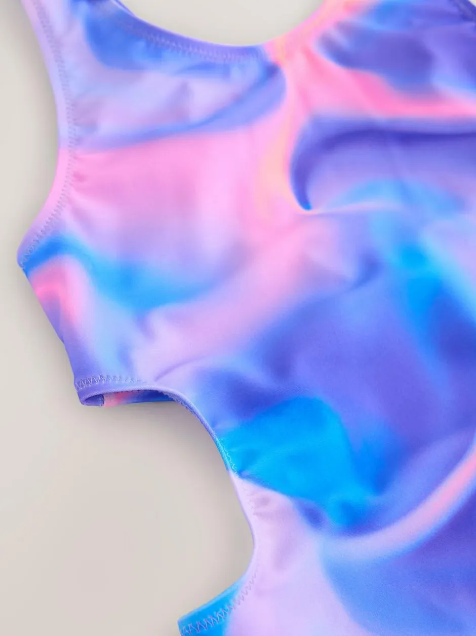 Next Cutout Swimsuit (3-16yrs) Purple Tie Dye New