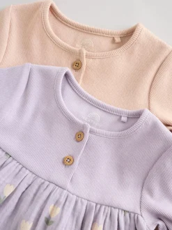 Next Purple/Pink Baby Woven Dress 2 Pack (0mths-3yrs) Clearance