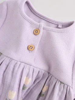 Next Purple/Pink Baby Woven Dress 2 Pack (0mths-3yrs) Clearance
