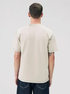 Next Putty Contrast Stitch Regular Fit Heavyweight T-Shirt Discount