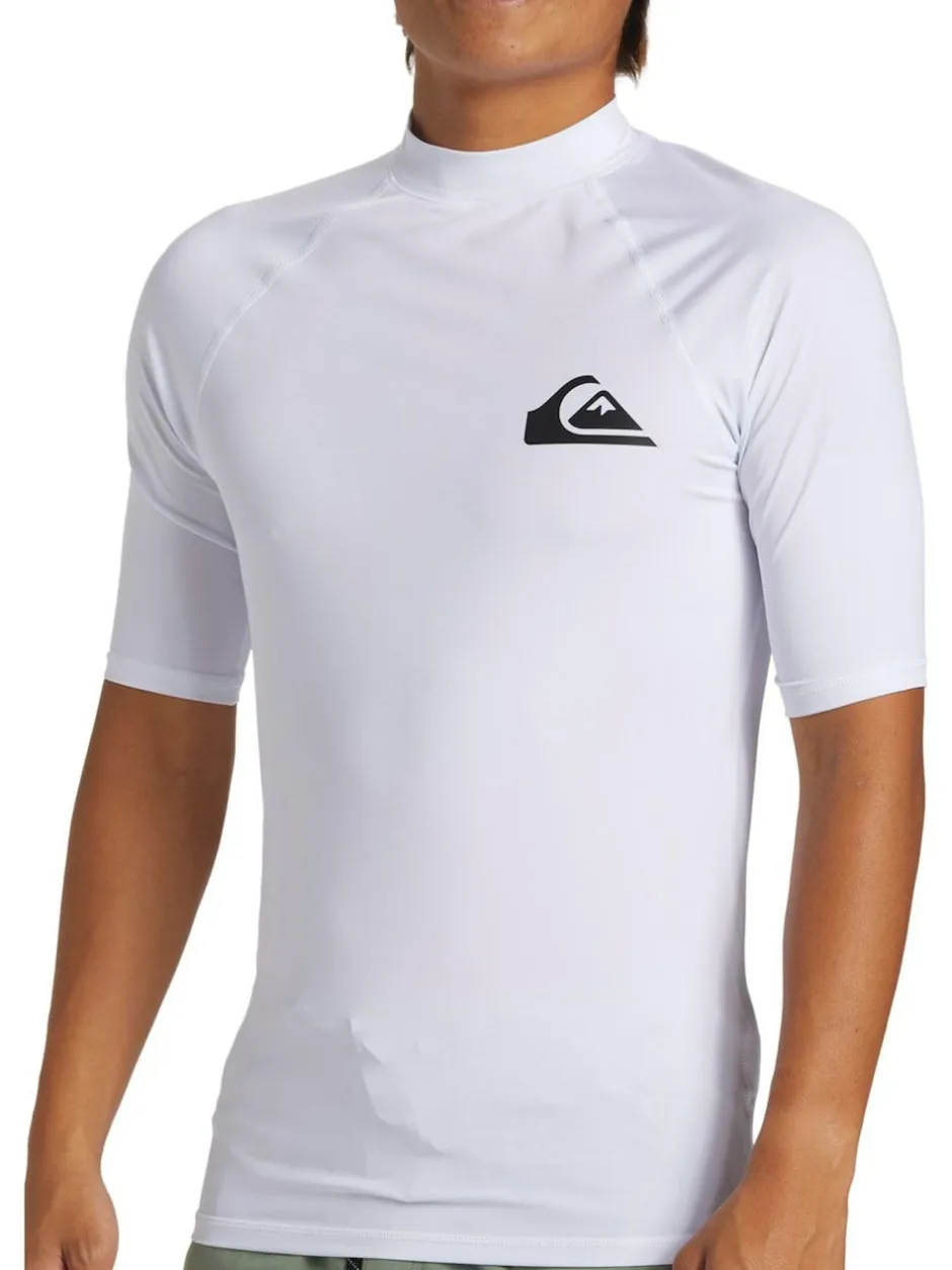 Quiksilver Short Sleeve UPF50 Rash Vest White New