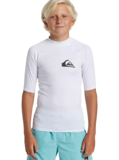 Quiksilver Youth Short Sleeve UPF50 Rash Vest White Sale