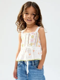 Raffya Cream Penny 100% Cotton Vest Online