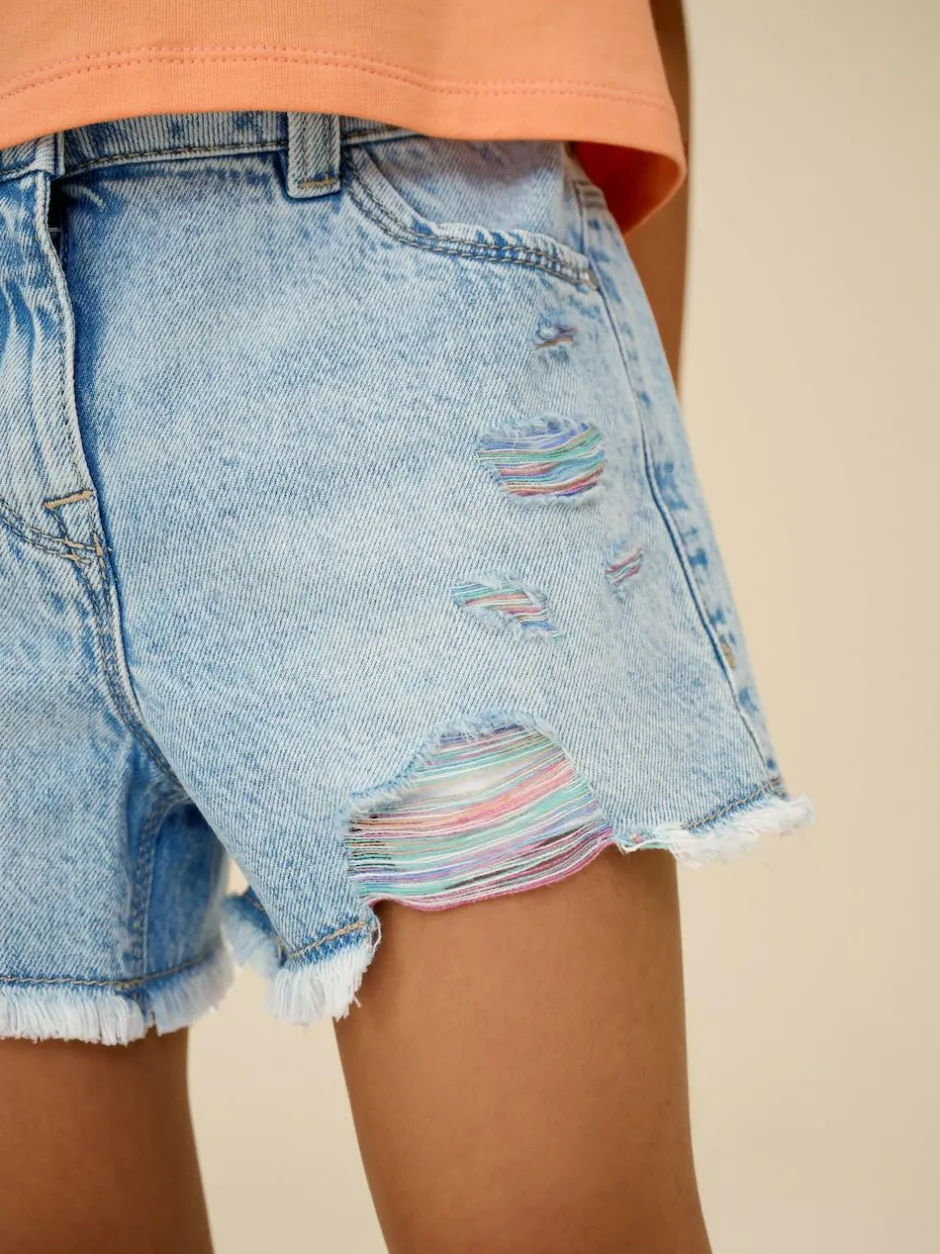 Next 100% Cotton Frayed Edge Distressed Shorts (3-16yrs) Rainbow Online