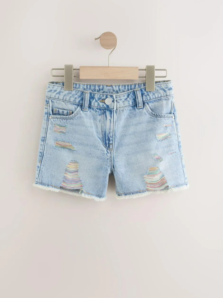 Next 100% Cotton Frayed Edge Distressed Shorts (3-16yrs) Rainbow Online