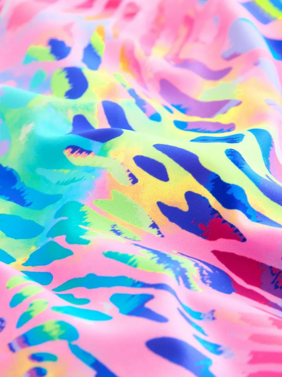 Next Short Sleeved Sunsafe Swimsuit (3mths-16yrs) Rainbow Animal Tie Dye Clearance