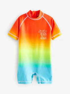 Next Sunsafe All-In-One Swimsuit (3mths-7yrs) Rainbow Dip Dye New