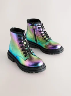 Next Rainbow Metallic Wide Fit (G) Warm Lined Lace-Up Ankle Boots Best