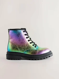 Next Rainbow Metallic Wide Fit (G) Warm Lined Lace-Up Ankle Boots Best