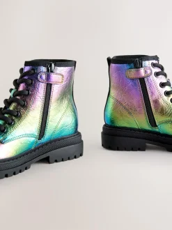 Next Rainbow Metallic Wide Fit (G) Warm Lined Lace-Up Ankle Boots Best