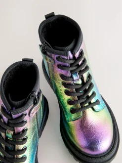 Next Rainbow Metallic Wide Fit (G) Warm Lined Lace-Up Ankle Boots Best