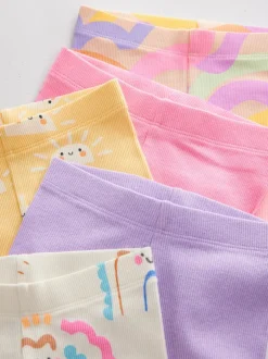 Next Rainbow Ribbed Cycle Shorts 5 Pack (3mths-7yrs) Hot