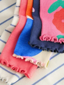 Next Rainbow Spot Long Sleeve Rib Tops 5 Pack (3mths-7yrs)