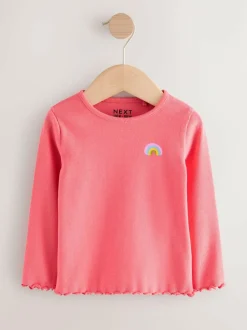 Next Rainbow Spot Long Sleeve Rib Tops 5 Pack (3mths-7yrs)
