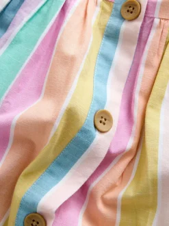 Next Stripe Short Sleeve Button Through Dress (3-16yrs) Rainbow Online