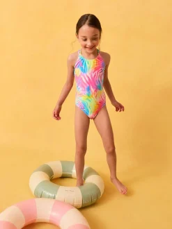Next Rainbow Zebra Double Strap Swimsuit (3-16yrs) Online