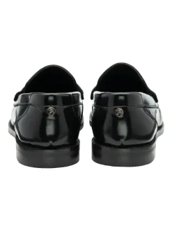 Ravel Chrome Black Leather Loafers Discount