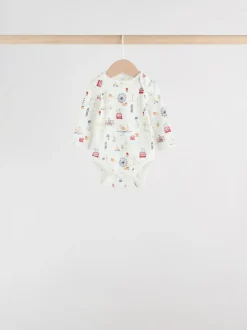 Next Red Baby London Long Sleeve Bodysuits 5 Pack