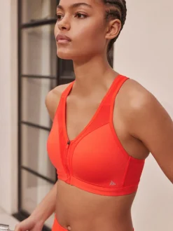 Next B-GG Active Sports High Impact Dry Tech Zip Front Bra Red Clearance