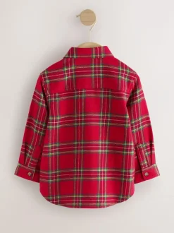 Next Long Sleeve Christmas Check Shirt (3mths-10yrs) Red Black Hot