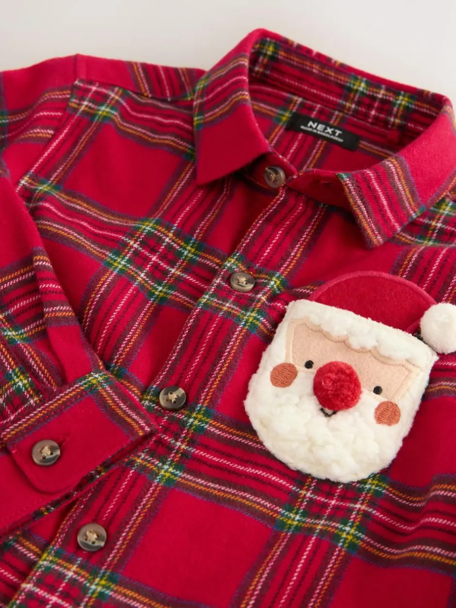 Next Long Sleeve Christmas Check Shirt (3mths-10yrs) Red Black Hot