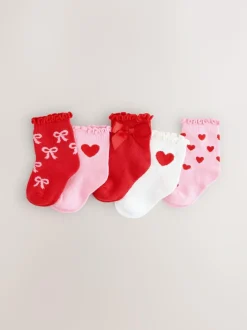 Next Bow Baby Socks 5 Pack (0mths-2yrs) Red Discount