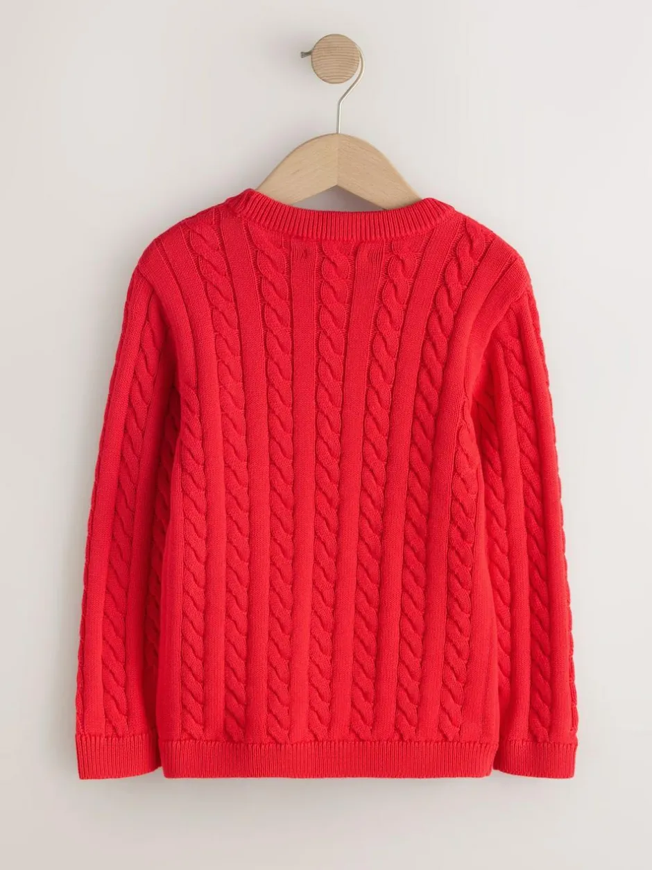 Next Red Cable Knit Crew Neck Jumper (3-16yrs) Sale